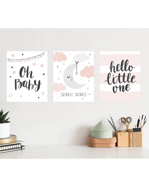 3 Peintures murales pour enfants multicolores - 30x60 cm