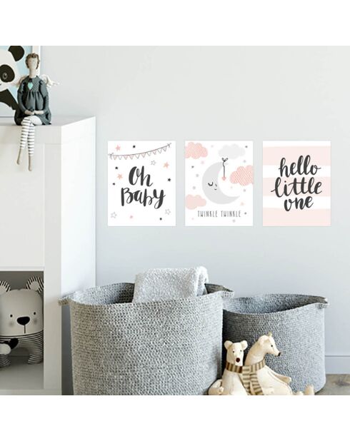3 Peintures murales pour enfants multicolores - 30x60 cm