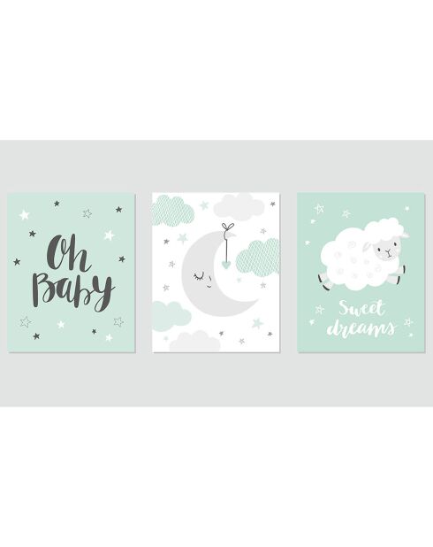 3 Peintures murales pour enfants multicolores - 30x60 cm