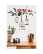 Autocollant Fleurs et cages multicolore - 60x50 cm