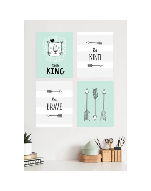 4 Peintures murales pour enfants multicolores - 40x60 cm