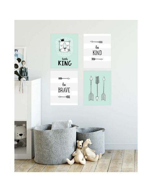 4 Peintures murales pour enfants multicolores - 40x60 cm