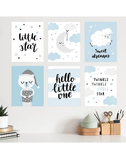 6 Peintures murales pour enfants multicolores - 40x60 cm