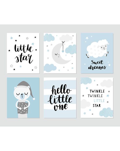 6 Peintures murales pour enfants multicolores - 40x60 cm
