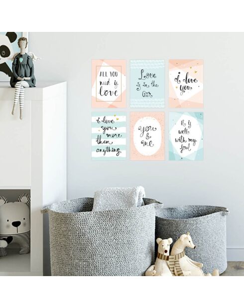 6 Peintures murales pour enfants multicolores - 40x60 cm