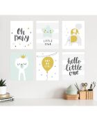 6 Peintures murales pour enfants multicolores - 40x60 cm