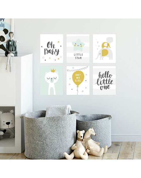 6 Peintures murales pour enfants multicolores - 40x60 cm