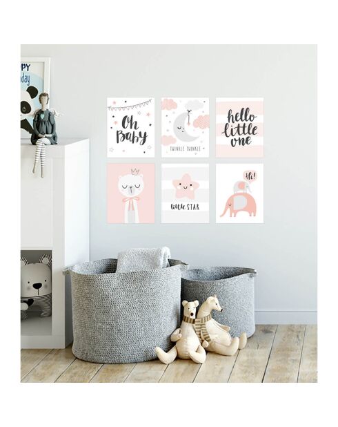 6 Peintures murales pour enfants multicolores - 40x60 cm