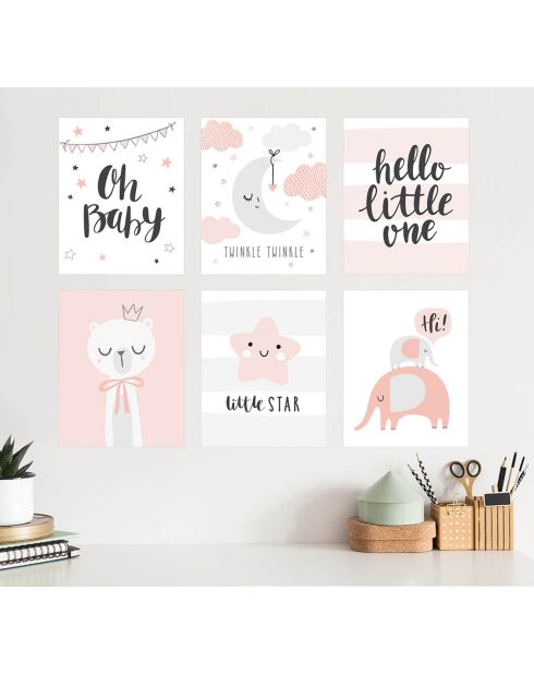 6 Peintures murales pour enfants multicolores - 40x60 cm