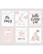 6 Peintures murales pour enfants multicolores - 40x60 cm