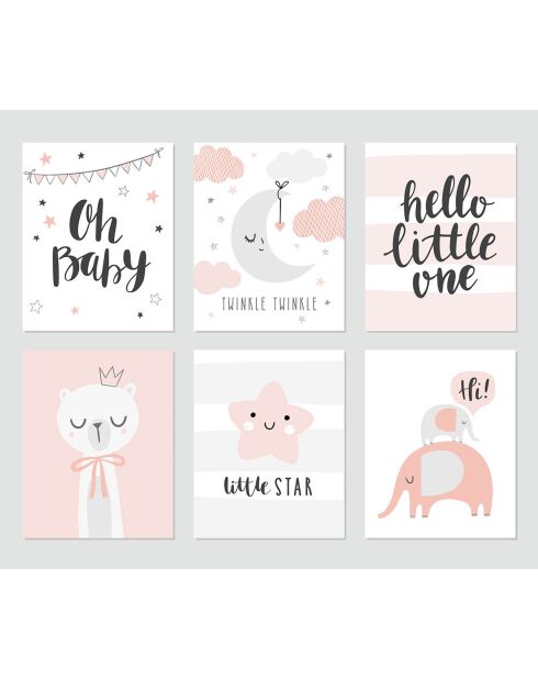 6 Peintures murales pour enfants multicolores - 40x60 cm