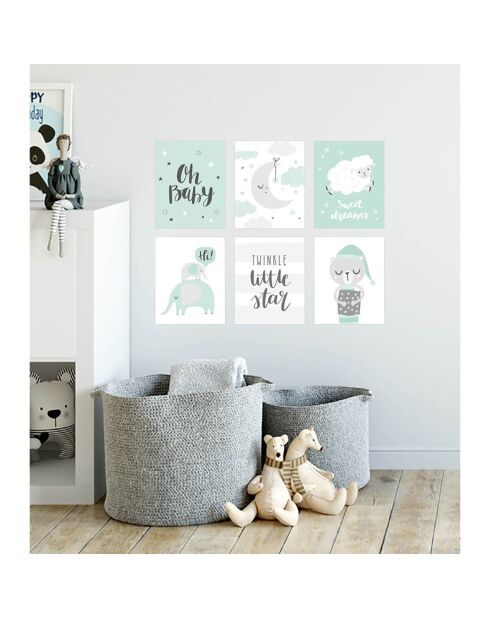 6 Peintures murales pour enfants multicolores - 40x60 cm