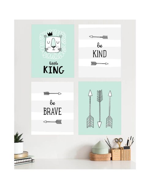4 Peintures murales pour enfants multicolores - 60x60 cm