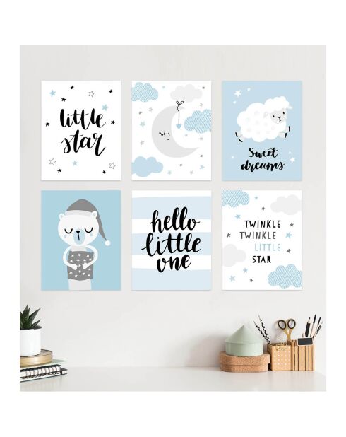 6 Peintures murales pour enfants multicolores - 60x60 cm