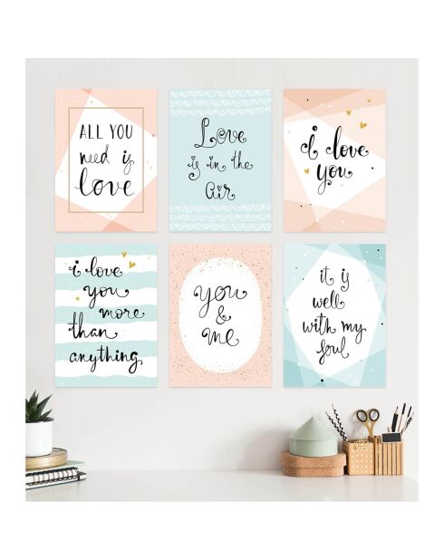 6 Peintures murales pour enfants multicolores - 60x60 cm