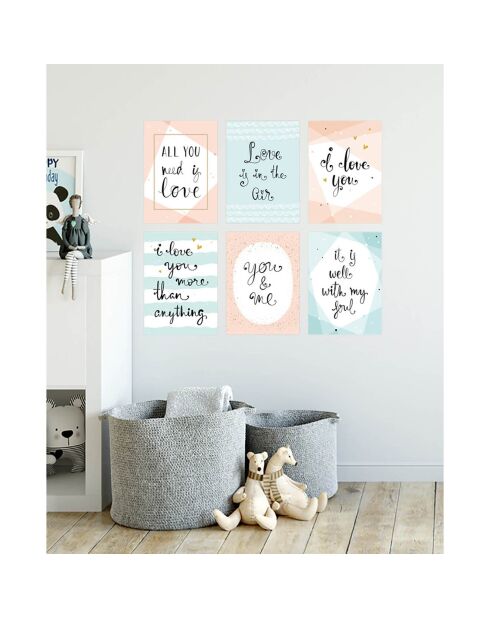 6 Peintures murales pour enfants multicolores - 60x60 cm