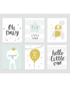 6 Peintures murales pour enfants multicolores - 60x60 cm