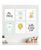 6 Peintures murales pour enfants multicolores - 60x60 cm