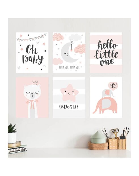 6 Peintures murales pour enfants multicolores - 60x60 cm