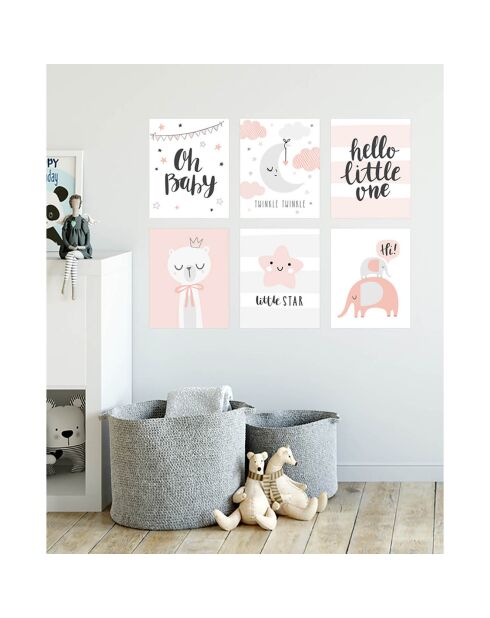 6 Peintures murales pour enfants multicolores - 60x60 cm