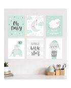6 Peintures murales pour enfants multicolores - 60x60 cm