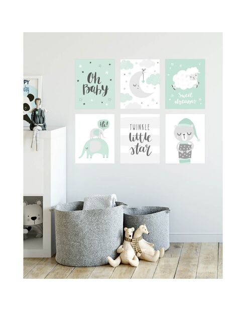 6 Peintures murales pour enfants multicolores - 60x60 cm