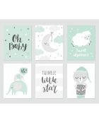 6 Peintures murales pour enfants multicolores - 60x60 cm