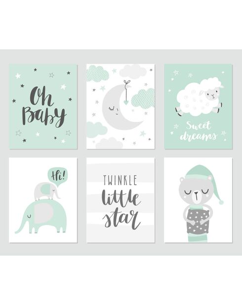 6 Peintures murales pour enfants multicolores - 60x60 cm