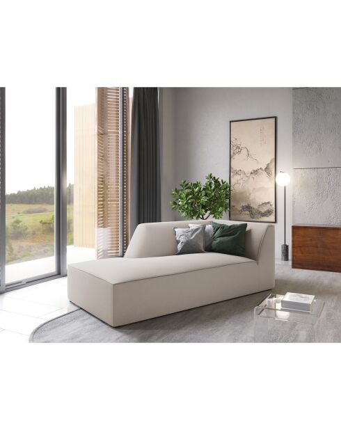 Chaise Longue gauche velours Sao beige - 181x93x69 cm