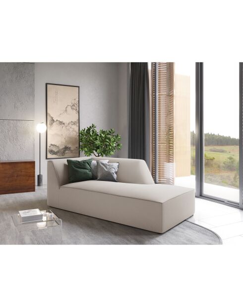 Poltrona Sao dritta in velluto beige - 181x93x69 cm