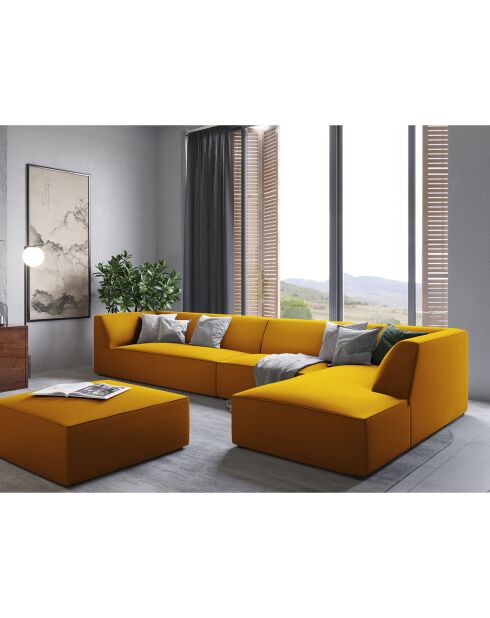 Pouf Velours Sao jaune - 93x93x40 cm
