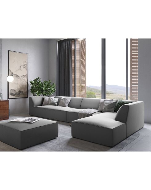Pouf Velours Sao gris clair - 93x93x40 cm