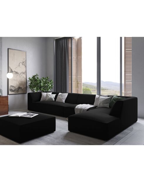 Pouf Velours Sao noir - 93x93x40 cm