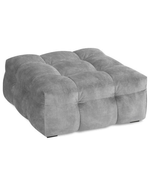 Pouf Velours Vesta gris - 90x90x42 cm