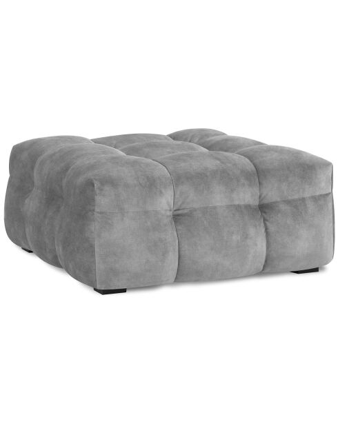 Pouf Velours Vesta gris - 90x90x42 cm