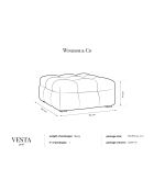 Pouf Velours Vesta gris - 90x90x42 cm