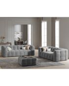 Pouf Velours Vesta gris - 90x90x42 cm