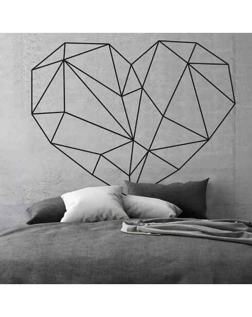 Sticker tête de lit coeur noir - 90x70 cm