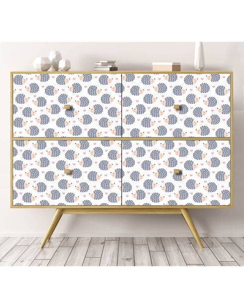 Rouleau d'autocollants Hérissons et coeurs multicolore - 65x100 cm