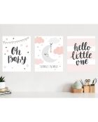 3 Peintures murales pour enfants multicolores - 60x90 cm