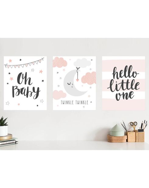 3 Peintures murales pour enfants multicolores - 60x90 cm