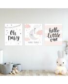 3 Peintures murales pour enfants multicolores - 60x90 cm
