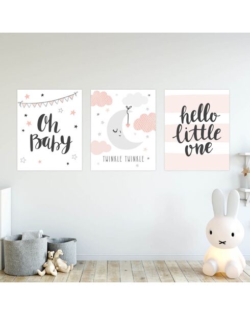 3 Peintures murales pour enfants multicolores - 60x90 cm