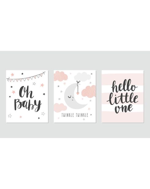 3 Peintures murales pour enfants multicolores - 60x90 cm