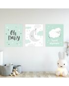 3 Peintures murales pour enfants multicolores - 60x90 cm