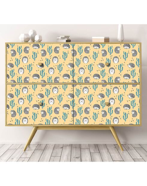 Rouleau autocollant Hérissons et cactus multicolore - 100x100 cm