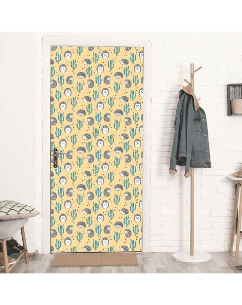 Rouleau autocollant Hérissons et cactus multicolore - 100x100 cm
