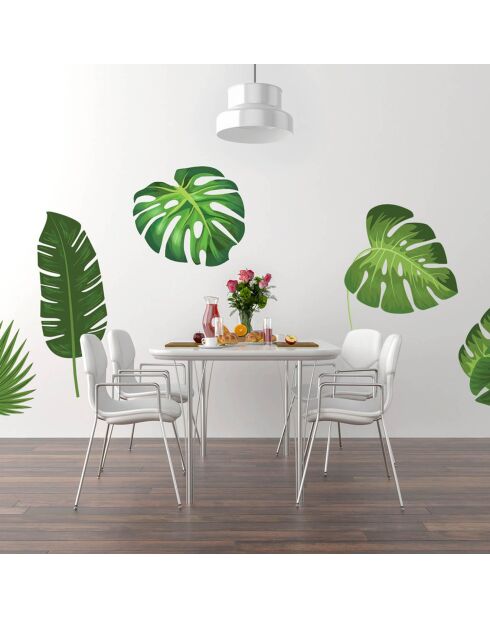 Sticker 7 feuilles tropicales vert - 100x100 cm