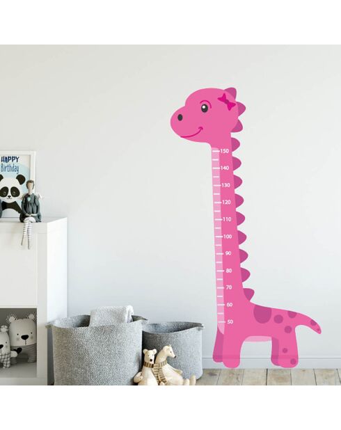 Sticker Toise Dinosaure  rose - 85x160 cm