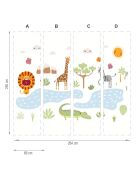 Papier peint textile en vinyle adhésif Safari des enfants  multicolore - 250x264 cm
